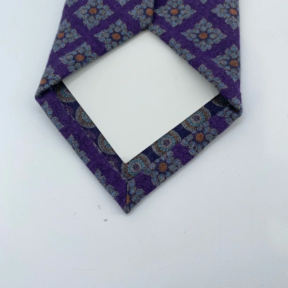Eton Tie Mens One Size Purple‎ Blue Floral Classic Luxury Necktie Italy Made